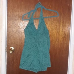 Candies Teal Eyelet Halter Top